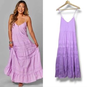 Buddy Love Jaxon Tiered Maxi Dress Lilac Romantic Boho Vacation Resort NEW XS